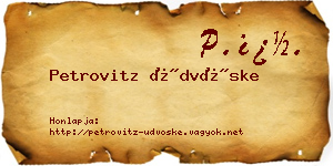 Petrovitz Üdvöske névjegykártya